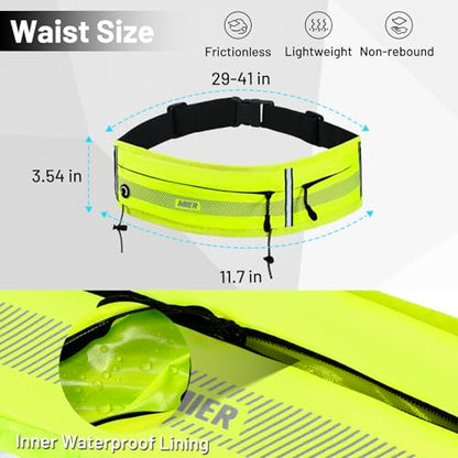 MIER Running Belt for Women & Men, Fanny Pack with Marathon Bib Clip, Neon - color: Neon Yellow