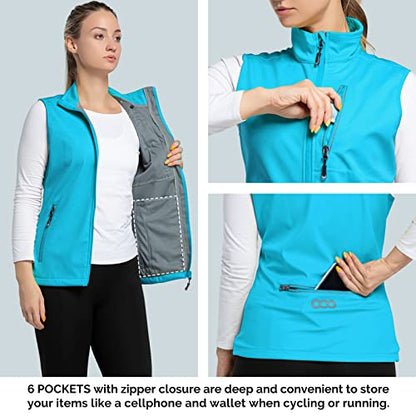 33,000ft Women's Lightweight Running Vest with 6 Pockets for Travel Golf - color: Bright Blue, size: XX-Large