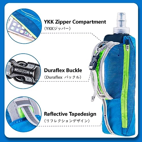 JEELAD Soft Folding Water Bottles TPU Collapsible Flask Ideal for Hydration Vest Running Hiking Cycling Outdoor - color: Black 500ml Handheld Bottle