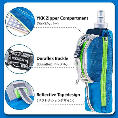 JEELAD Soft Folding Water Bottles TPU Collapsible Flask Ideal for Hydration Vest Running Hiking Cycling Outdoor - color: Black 500ml Handheld Bottle