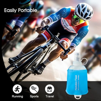 WILDREEDS 500ml Soft Flask, TPU Collapsible Soft Water Bottle for Hydration Pack, Running Vest, Folding Water Bottle for Hiking Cycling Climbing-2Pcs, Blue - color: 2pcs, 500ml Blue