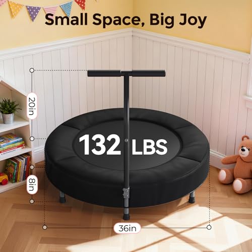 BCAN SP1 36'' Kids Toddler Trampoline Indoor, Foam Handle | FED Fitness - color: Black-Classic