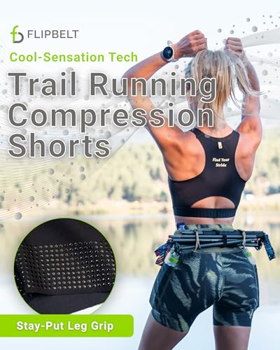 FlipBelt Women's Trail Run Compression Shorts - color: Pinnacle Black, size: Small