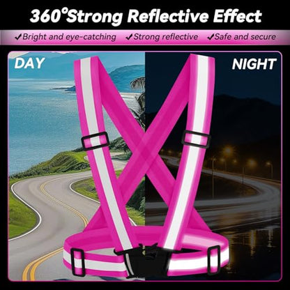 3PCS Reflective Vest Running Gear - color: Rose Red X3