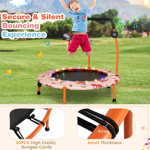 GYMAX Trampoline for Kids, 36” Toddler Mini Rebounder with Lights & Music, Removable Blue Tooth Speaker, Handle & Safety Pad, ASTM Approved Indoor Outdoor Small Kids Trampoline - style: Cars