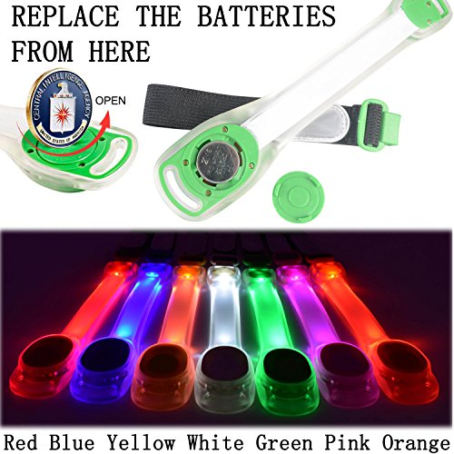 Premium LED Light Up Armband, Reflective Adjustable Wearable Silicone Running Belt Strap/Waterproof Glow in The Dark for Running Jogging Walking Cycling Concert Camping Outdoor Sports - color: Yellow - 4 Pack