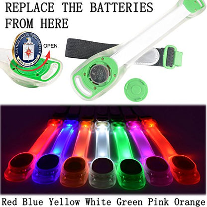 Premium LED Light Up Armband, Reflective Adjustable Wearable Silicone Running Belt Strap/Waterproof Glow in The Dark for Running Jogging Walking Cycling Concert Camping Outdoor Sports - color: Yellow - 4 Pack