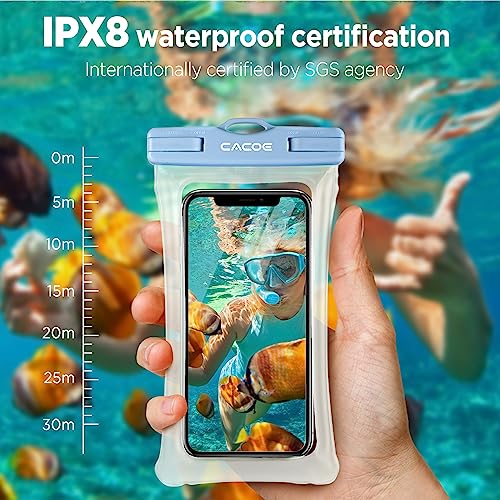 CACOE Floatable Waterproof Phone Pouch 2 Pack Up to 7.0",White+Blue - color: White+Blue