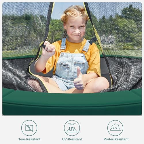SONGMICS Replacement Trampoline Safety Pad Mat, 10ft 12ft 14ft 15ft Standard Size, Spring Cover, UV-Resistant, Tear-Resistant, Edge Protection - color: Dark Green, size: 14FT, style: Non-Removable