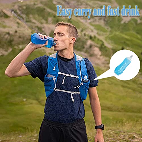AXEN Soft Flask TPU Foldable Running Hydration Flask, Soft Collapsible Water Bottle for Hydration Pack Cycling Marathon Running Hiking - color: Grey-500ml