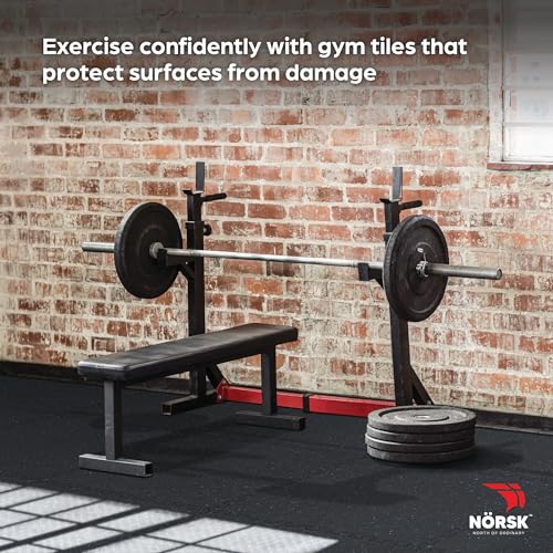 Norsk Rubber-Tec Gym Floor Tiles, Black/White Flecks, 4-Pack