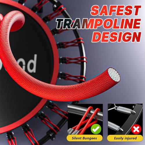 SkyBound Mini Trampoline Fitness Trampoline Fitness Rebounder with Adjustable Foam Handle - Exercise Trampoline for Adult - Fitness Trampoline for Workout Trainer - color: Black