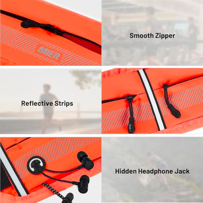 MIER Running Belt for Women & Men, Fanny Pack with Marathon Bib Clip Orange - color: Orange