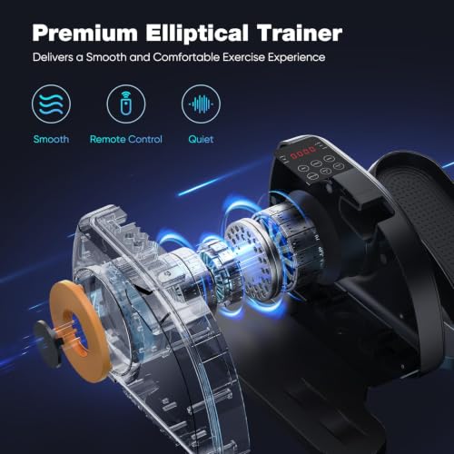 Under Desk Elliptical Machine, Electric Seated Pedal Ellipse Leg Exerciser with Remote Control, 12 Adjustable Speeds, Forward & Reverse, Mini Ellipse Leg Trainer for Home & Office - color: Solid Black
