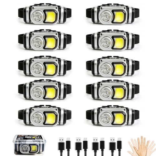 2026 LED Headlamp Rechargeable, Super Bright Magnetic Dimmable Headlight Flashlight with Motion Sensor & 8 Modes, Spotlight & Floodlight, LED Headband Flashlight for Work,Running,Hiking,Camping (10)
