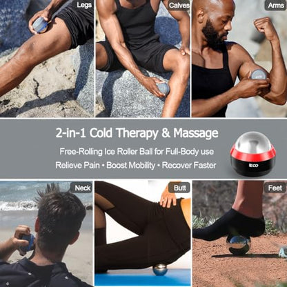 iECO Massage Ice Roller Ball Cold & Heat Therapy Plantar Fasciitis Roller - color: Black & Red