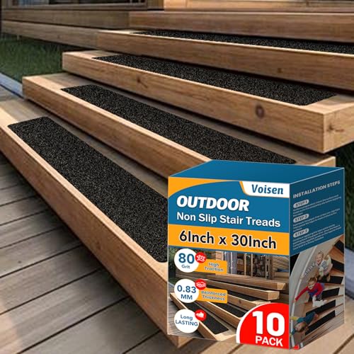 VOISEN Outdoor Stair Treads, 6" x 30" 20 Pack Pre-Cut Non Slip Strips - size: 6"x30"