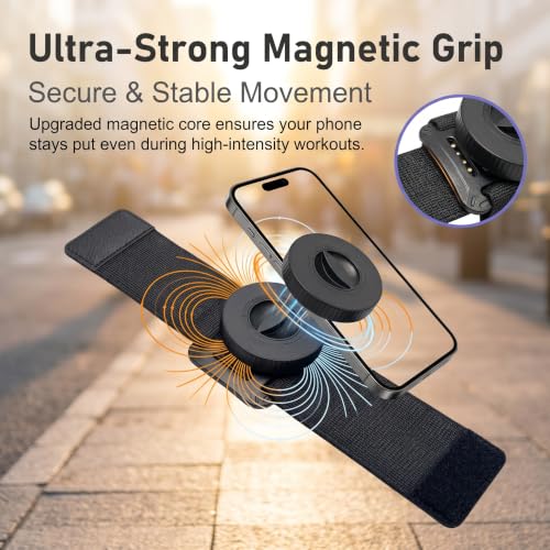 Bike Wristband Phone Holder, Adjustable Adsorption Phone Armband Strap, Breathable Hands-Free Wrist Navigation Mount, Outdoor Accessory for Biking & Walking & Running (Black)