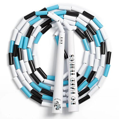 Elite Jumps Edge Beaded Adjustable Jump Rope, Do Hard Things - color: White/White-Blue-Black
