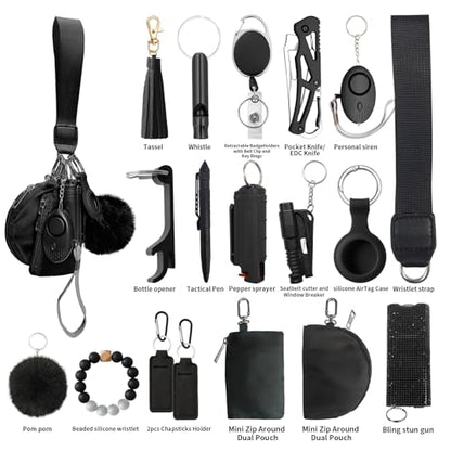Araafur Wristlet Keychain Set with RFID Wallet Card Holder and Bottle Opener, Car Keychain Accessories for Women