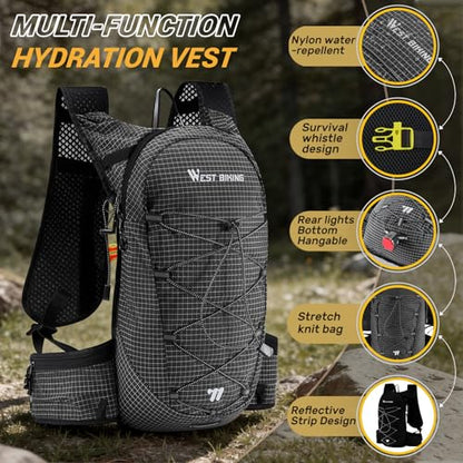 Lightweight Hydration Backpack with 2L Water Bladder Running Hydration Vest Backpack Specialized Hydration Pack for Cycling, Hiking, and Mountaineering - color: black