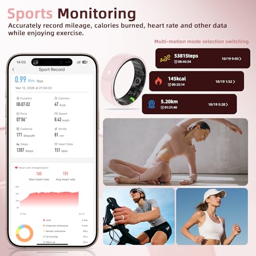 Ceramic Smart Ring for Women,Fitness Tracker with Sleep Monitor - size: 6