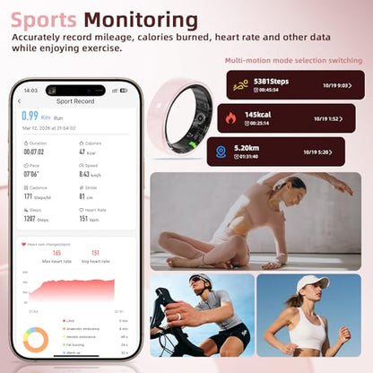 Ceramic Smart Ring for Women,Fitness Tracker with Sleep Monitor - size: 6