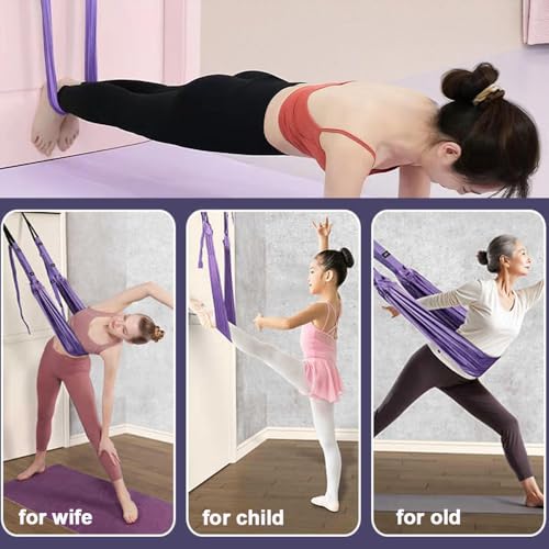 Aerial Yoga Rope for Door,Yoga Door Swing,Leg Stretcher Strap - color: black