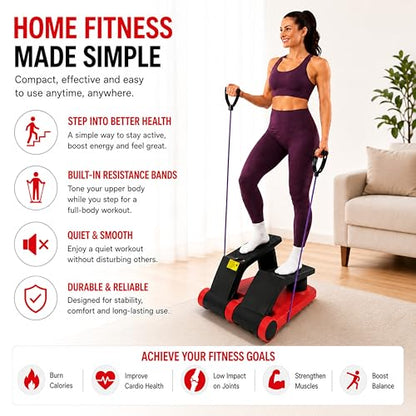 Air Stepper Machine with Resistance Bands - color: Beige/Black