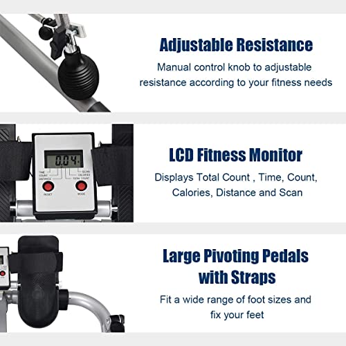 Goplus Hydraulic Rowing Machine with LCD Monitor