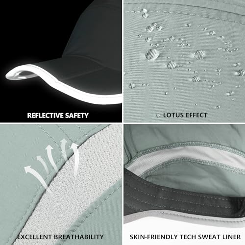 GADIEMKENSD Reflective Folding Outdoor Hat Unstructured Design UPF 50+ Sun Protection Sport Hats for Womens and Mens - color: Grey Blue