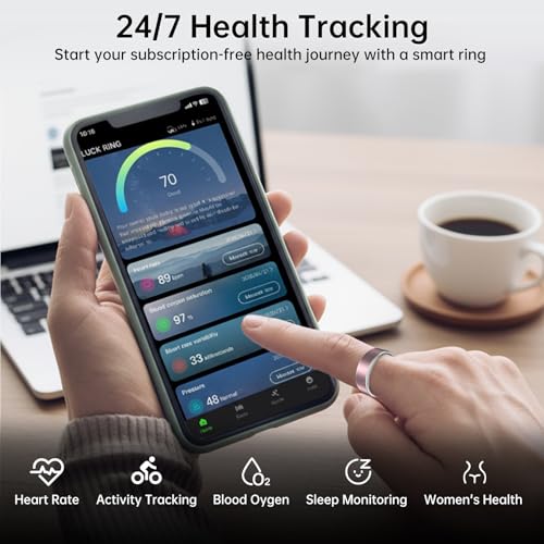 Smart Ring for Women & Men, Fitness Tracker Ring with Heart Rate Monitor, HRV, Sleep Tracking, No Subscription Fee, 10ATM Waterproof Activity Ring for Android & iPhone (Matte Pink, #7)