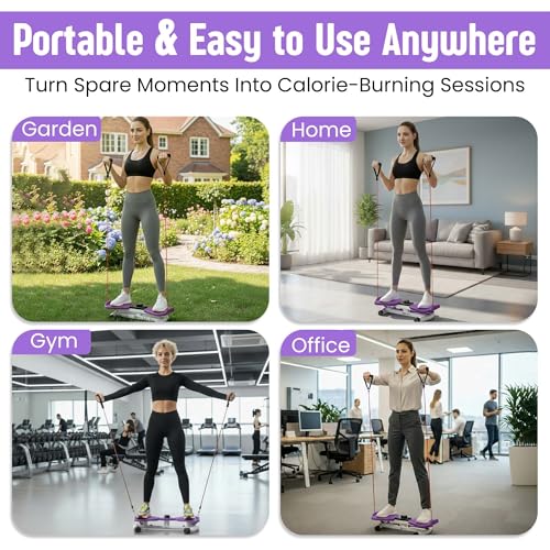 Waist Twister Exercise Fitness Tool, Ab Twister Board with Smart LED Digital Monitor, 300 lbs Capacity, 20dB Ultra-Quiet Noiseless, Anti-Slip Home Gym Equipment for Women Belly Fat Loss - color: purple