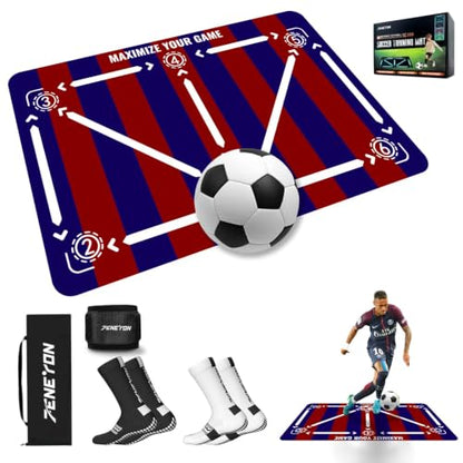 Soccer Training Mat, Soccer Training Equipment, Soccer Gifts for Boys 8-12 - color: Stripes, size: 47*31 IN