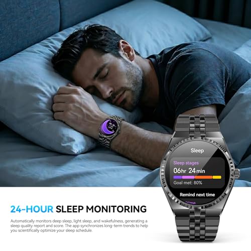 Luxury Smart Watch for Men, Bluetooth Calls, Activity Tracker, Android iOS - color: Black
