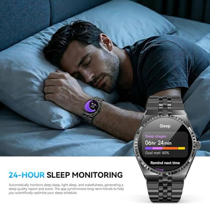 Luxury Smart Watch for Men, Bluetooth Calls, Activity Tracker, Android iOS - color: Black