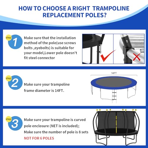 14 ft 8 Pcs Trampoline Curved Poles with Enclosure Net