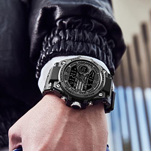 KXAITO Men's Watches Sports Outdoor Waterproof Military Watch Date Multi Function Tactics LED Alarm Stopwatch - color: 6092_Black 08