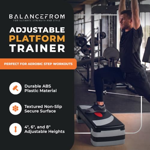 BalanceFrom 31-inch Aerobic Step Platform Trainer with 3 Adjustable Risers - color: Gray