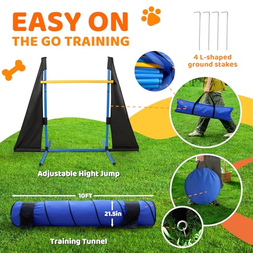 POPMOON Dog Agility Course Backyard Set, 11-Piece Dog Agility Equipment