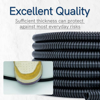 15ft - 1/4 inch (AD10) Flame Retardant Split Wire Loom Tubing - Sleeves for Electric Cables, Flexible Wire Covers Cord Protectors - Black - size: 15ft - 1/4inch