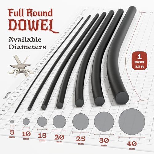 The Foamory Black EVA Foam Dowel - Full Round 15mm x 1M Length Craft Stick - color: 1 Pack: 1M Length - 15mm Thickness, size: Black - Full Round Dowel