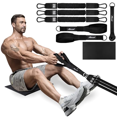 HPYGN Rowing Resistance Bands, Best Replacement for Rowing Machine, Home Gym Workout Equipment for Arms, Shoulders, Core, Back, Glutes and Legs, Rowing Workout, Cardio, Low-Impact, Portable Home Gym