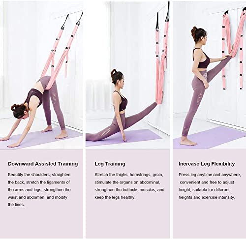 Yoga Stretching Strap, Adjustable Height Leg Stretcher Waist Back Stretch Band Aerial Yoga, Anti-gravity Inversion Exercises Door Flexibility Tensile Trainer for Rehab Pilates Dance Splits (Green)
