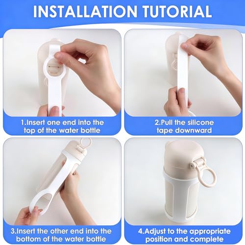 2 Pack Water Bottle Accessories Carrier Grip, Non-Slip Silicone Handle Strap Makes Any Bottle Handheld, Soft Band Holder for Gym During Workouts (White 2pcs) - color: White 2pcs