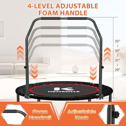 K KENSONE 40" Mini Spring Rebounder Trampoline for Adults Resistance Band - size: 40"(Purple Resistance Band), style: With Bar