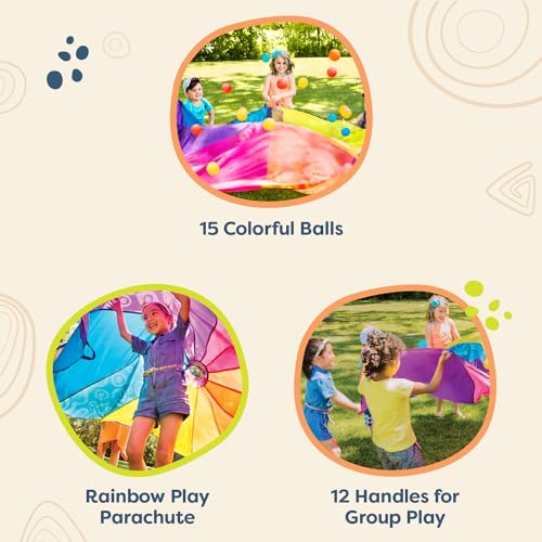 B. toys Woo-Hue Parachute, Kids Play Parachute with 15 Balls, 8ft, Activity - style: Parachute Play