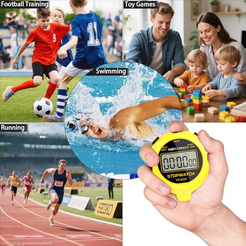 Stopwatch Sports Timer, Digital Stop-Watch - style: 1Lap Non-waterproof Yellow