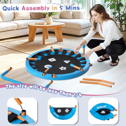 36-Inch Toddler Trampoline with Adjustable Bar, 3FT Foldable Mini Rebounder - color: Blue