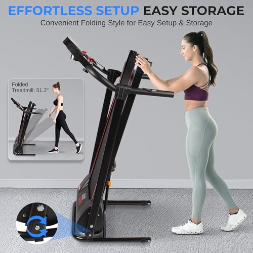 SereneLife Smart Digital Folding Exercise Machine - Electric Motorized Treadmill with Downloadable Sports App for Running & Walking - Pairs to Phones, Laptops, & Tablets via Bluetooth SLFTRD18.5
